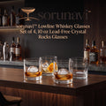 sorunavi™ Lowline Whiskey Glasses Set of 4, 10 oz Lead-Free Crystal Rocks Glasses