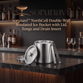 sorunavi™ NorthCell Double-Wall Insulated Ice Bucket with Lid, Tongs and Drain Insert