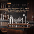 sorunavi™ Meridian 12-Piece Cocktail Shaker Set with Stand, Stainless Steel Bartender Kit for Home Bar