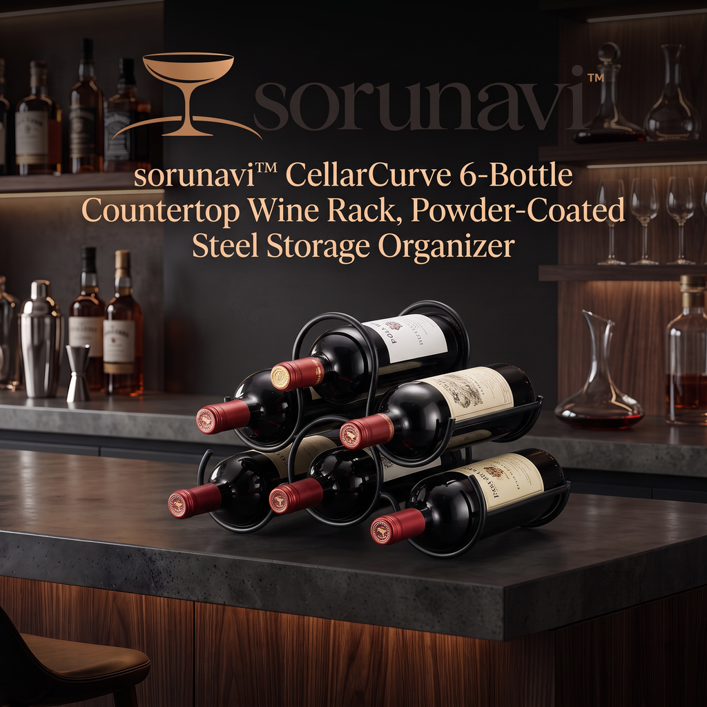 sorunavi™ CellarCurve 6-Bottle Countertop Wine Rack, Powder-Coated Steel Storage Organizer