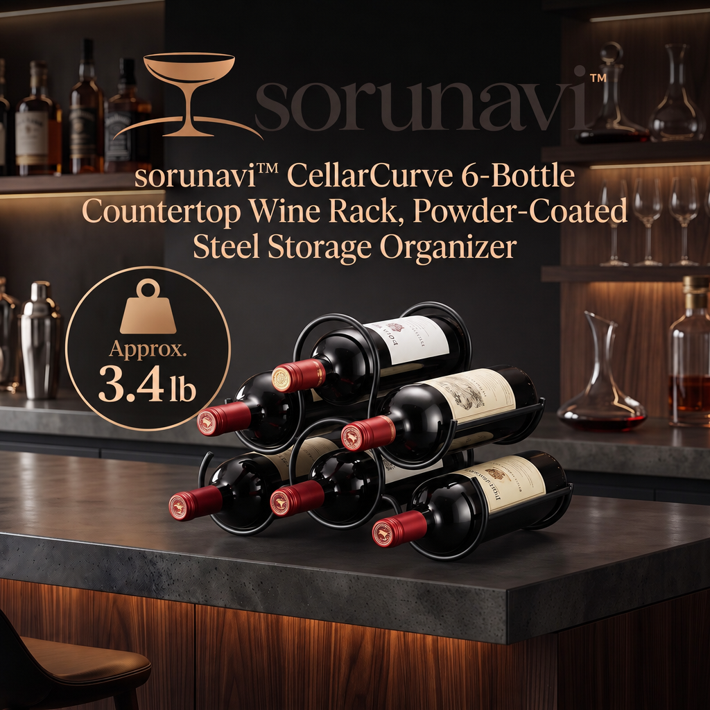 sorunavi™ CellarCurve 6-Bottle Countertop Wine Rack, Powder-Coated Steel Storage Organizer